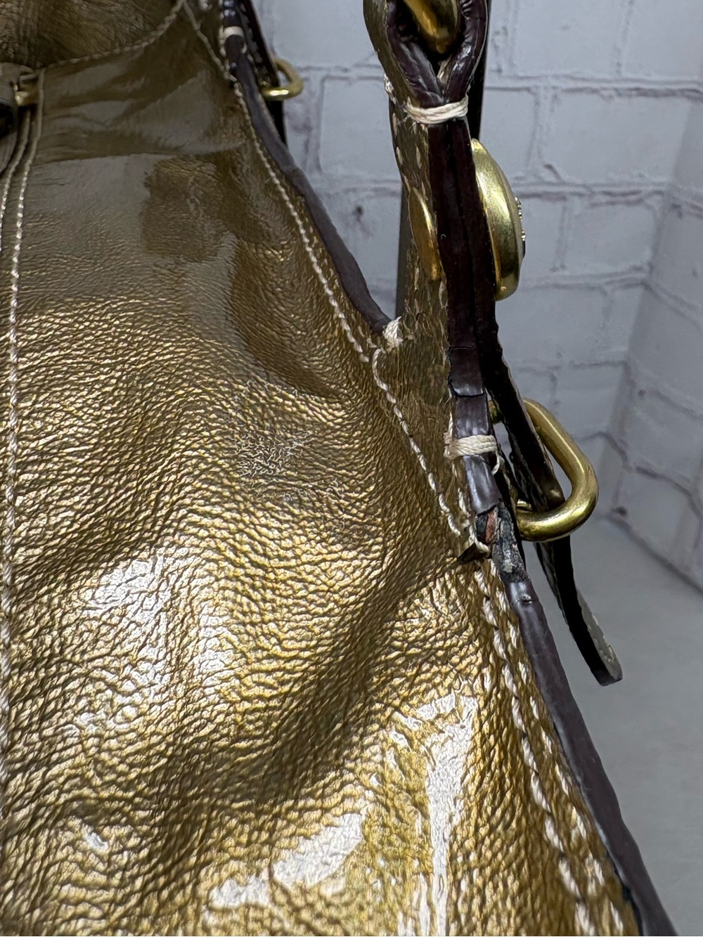 Coach Madison Tribeca Crinkled Metallic Gold Patent Leather Tote No.C1093-15373 - Picture 10 of 15